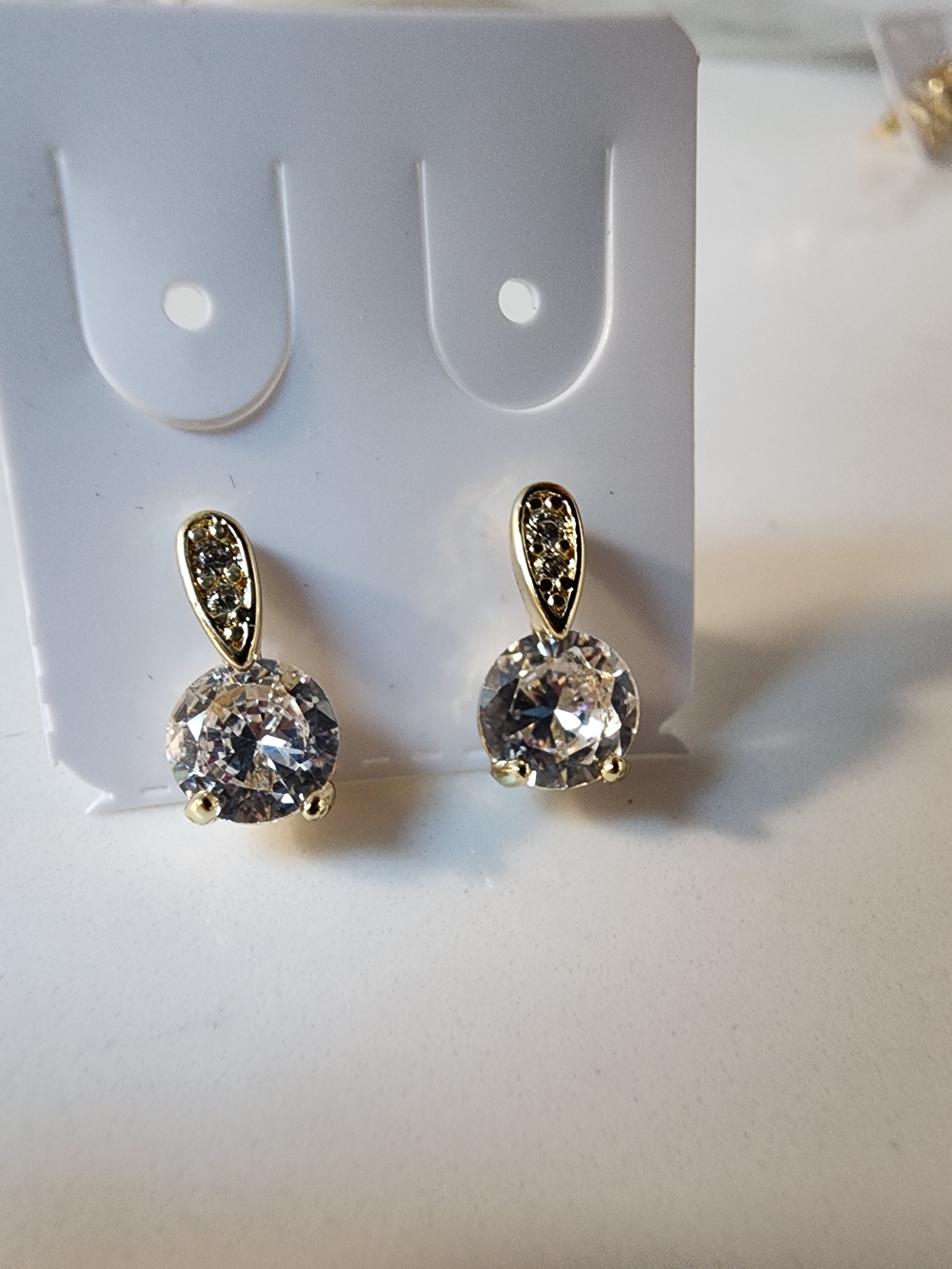 Classic Gold-Tone Clear Crystal Drop Earrings